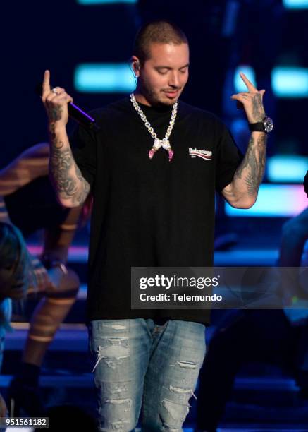 Pictured: J Balvin performs during rehearsals at the Mandalay Bay Resort and Casino in Las Vegas, NV on April 25, 2018 --