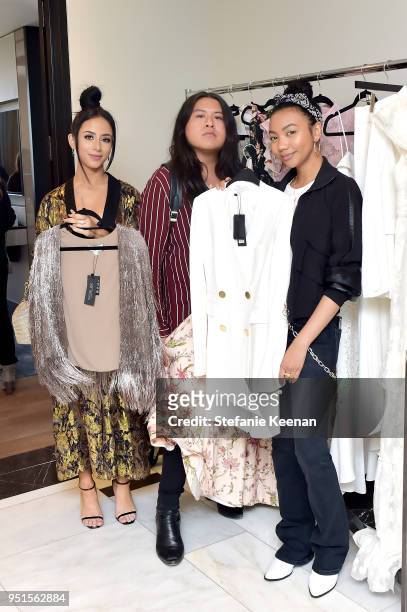 Amber Scholl, Josh Liu, and Asia Jackson attend ShopStyle 'Create The Dots' Speaker Series Featuring Rachel Zoe at The London West Hollywood on April...