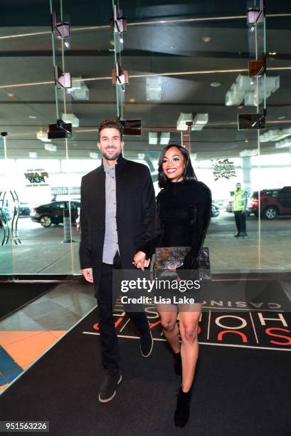 The Bachelorette's Rachel Lindsay celebrates Birthday with fiance Bryan Abasolo at SugarHouse Casino on April 21, 2018 in Philadelphia, Pennsylvania.