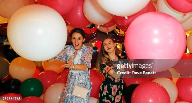 Rosanna Falconer and Niomi Smart attend the kate spade new york pop-up party on April 26, 2018 in London, England.