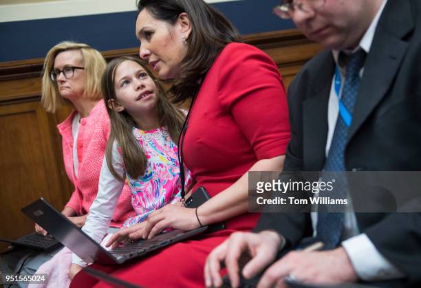 Nancy Cordes of CBS News, and her daughter, Lila listen to testimony by EPA Director Scott Pruitt on Take Our Daughters and Sons to Work Day during a...