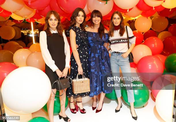 Lady Violet Manners, Gala Gordon, Daisy Lowe and Lady Alice Manners attend the kate spade new york pop-up party on April 26, 2018 in London, England.