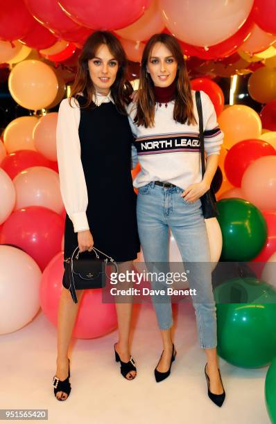Lady Violet Manners and Lady Alice Manners attend the kate spade new york pop-up party on April 26, 2018 in London, England.