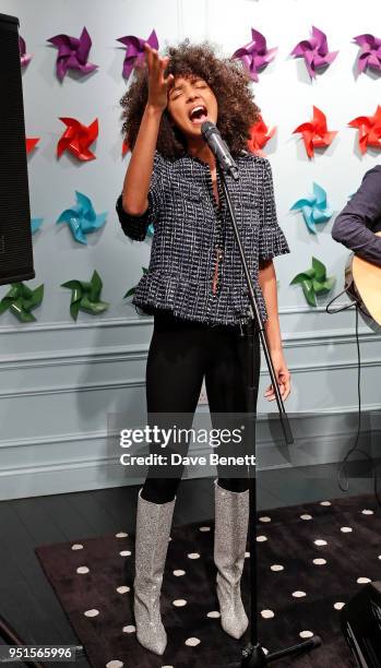 Arlissa attends the kate spade new york pop-up party on April 26, 2018 in London, England.