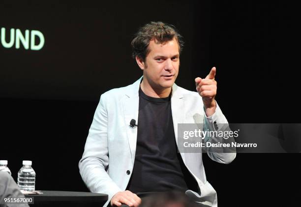 Actor Joshua Jackson speaks onmstage during the SAG-AFTRA Foundation Conversations On Broadway at The Robin Williams Center on April 26, 2018 in New...