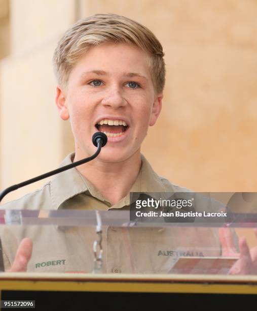 Robert Irwin attends a ceremony honoring Steve Irwin with star on The Hollywood Walk of Fame on April 26, 2018 in Los Angeles, California.
