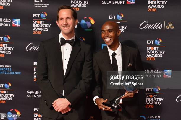 Sir Ben Ainslie and Sir Mo Farah pose for a photo after Mo Farah received his Coutts Outstanding Contribution to Sports Award during the BT Sport...