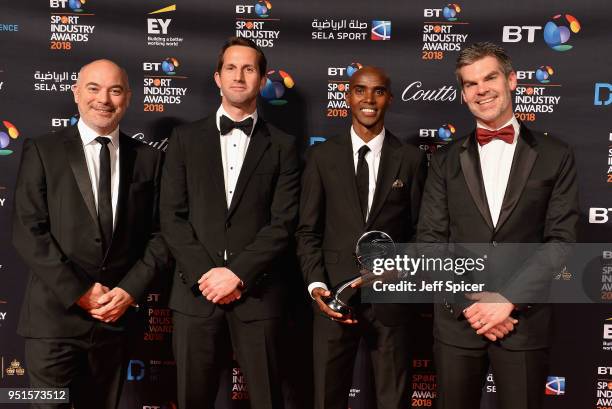 Sir Ben Ainslie and Sir Mo Farah pose for a photo after Mo Farah received his Coutts Outstanding Contribution to Sports Award during the BT Sport...