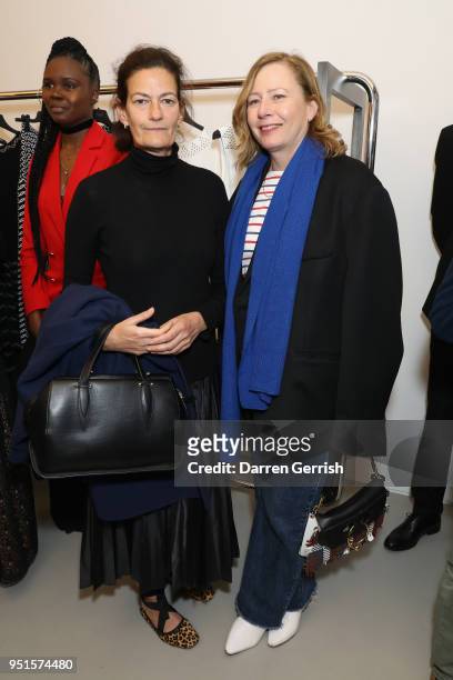 Venetia Scott and Sarah Mower attend the Maison Alaia London store opening Maison Alaia on April 26, 2018 in London, England.