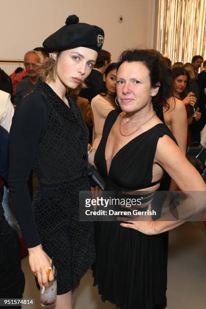 Edie Campbell and Katie Grand attend the Maison Alaia London store opening Maison Alaia on April 26, 2018 in London, England.
