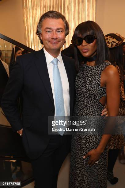 Laurent Feniou and Naomi Campbell attend the Maison Alaia London store opening Maison Alaia on April 26, 2018 in London, England.