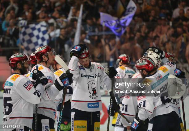 Players of Eisbaeren Berlin react after loosing the DEL Play-offs Final Match 7 between EHC Red Bull Muenchen and Eisbaeren Berlin and the German...