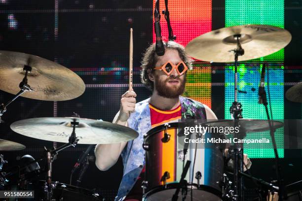 Daniel Platzman of Imagine Dragons performs at the Ericsson Globe Arena on April 26, 2018 in Stockholm, Sweden.