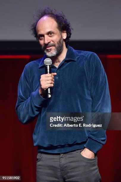 Director Luca Guadagnino speaks onstage during CinemaCon 2018- Amazon Studios: An Exciting New Year of Great Product for Cinemas Program at Caesars...