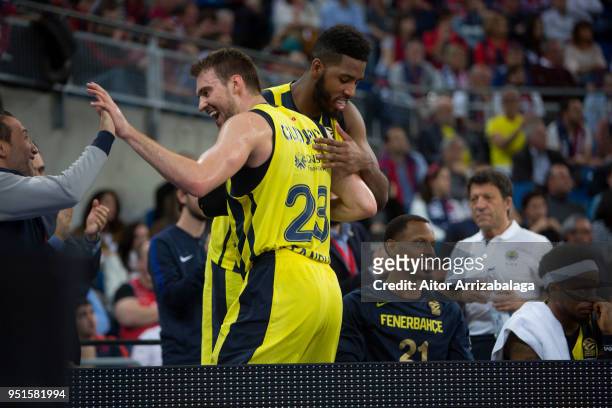 Marko Guduric, #23 of Fenerbahce Dogus Istanbul celebrates during the Turkish Airlines Euroleague Play Offs Game 4 between Kirolbet Baskonia Vitoria...