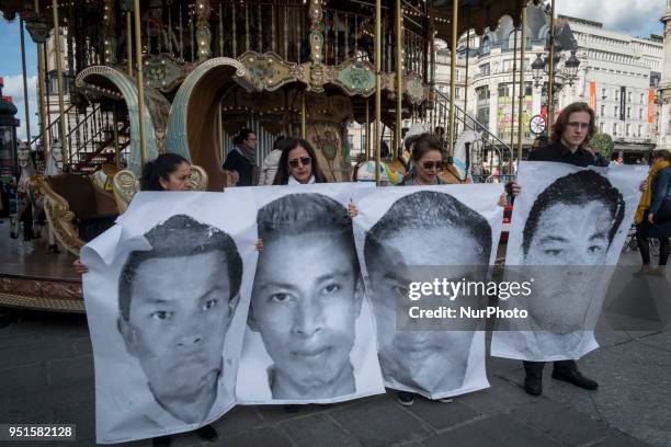Rally in Paris for the justice of the 43 missing Mexican students of Ayotzinapa in Paris, France, on 26 April 2018. A rally was organized at the...