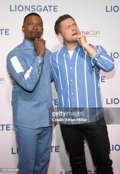 Actors Jamie Foxx and Taron Egerton attend CinemaCon 2018 Lionsgate Invites You to An Exclusive Presentation Highlighting Its 2018 Summer and Beyond...
