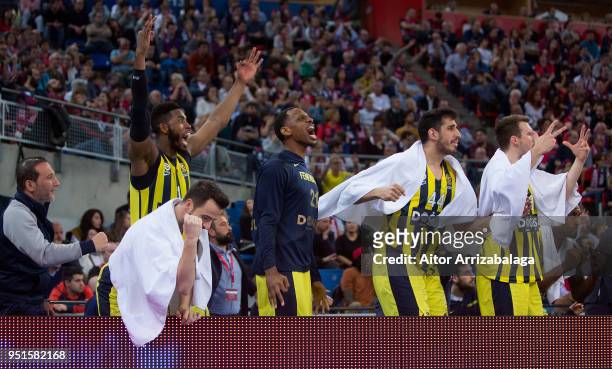 Fenerbahce Dogus Istanbul bench celebrates during the Turkish Airlines Euroleague Play Offs Game 4 between Kirolbet Baskonia Vitoria Gasteiz v...