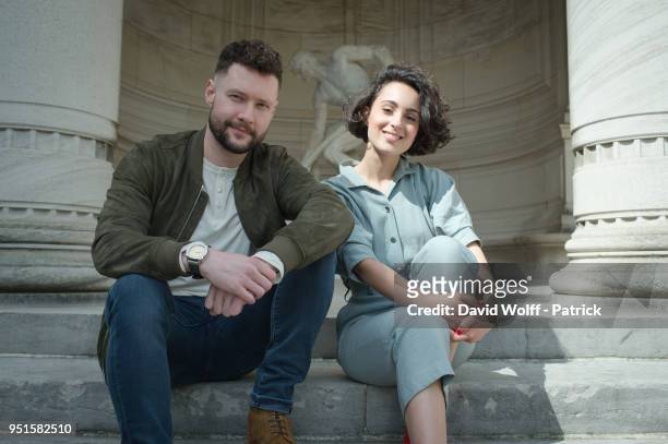 Barbara Pravi and Calum Scott are posing for portrait session at Yoyo Palais De Tokyo on April 25, 2018 in Paris, France.