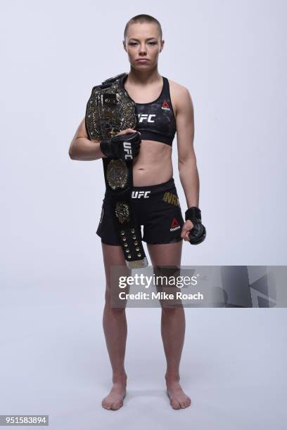 Rose Namajunas poses for a portrait during a UFC photo session on April 4, 2018 in Brooklyn, New York.