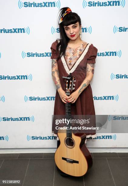 Latin singer and songwriter Mon Laferte visits the SiriusXM Studios on April 26, 2018 in New York City.