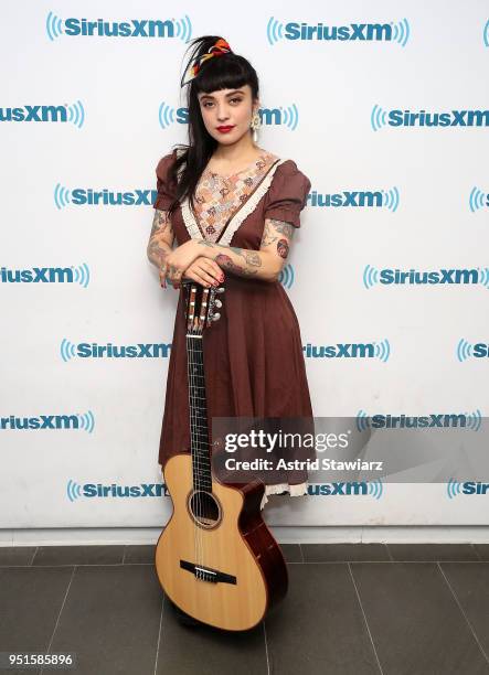 Latin singer and songwriter Mon Laferte visits the SiriusXM Studios on April 26, 2018 in New York City.