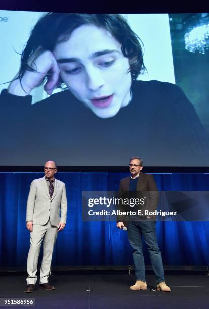 Head of Marketing & Distribution at Amazon Studios, Bob Berney and actor Steve Carell speak onstage during CinemaCon 2018- Amazon Studios: An...