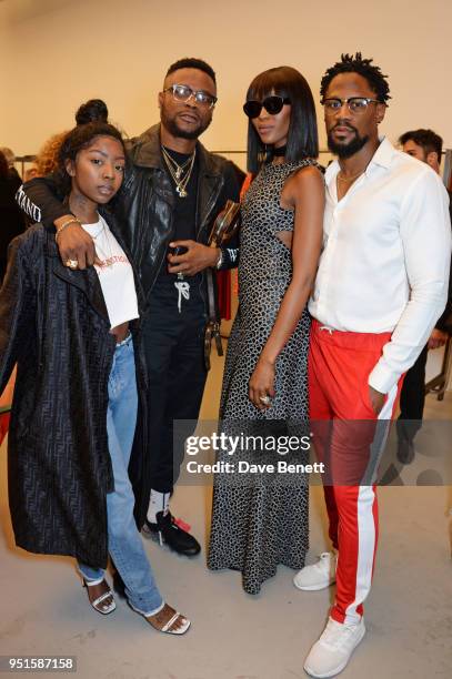 Siobhan Bell, Greatness Dex, Naomi Campbell and guest attend the opening of Maison Alaia on New Bond Street on April 26, 2018 in London, England.