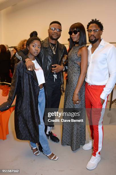 Siobhan Bell, Greatness Dex, Naomi Campbell and guest attend the opening of Maison Alaia on New Bond Street on April 26, 2018 in London, England.