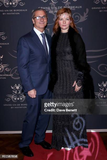 David Giampaolo and Julie Alexandrov attend the Le Cercle SGC Dinner, 'A Golden Affair' at Cafe Royal on April 26, 2018 in London, England.