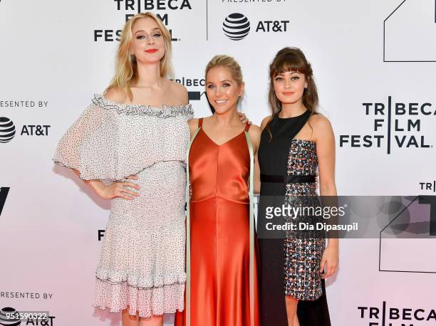 Caitlin FitzGerald, Stephanie Danler and Ella Purnell attend the screeing of "Sweetbitter" during the 2018 Tribeca Film Festival at SVA Theatre on...