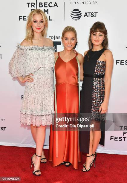 Caitlin FitzGerald, Stephanie Danler and Ella Purnell attend the screeing of "Sweetbitter" during the 2018 Tribeca Film Festival at SVA Theatre on...
