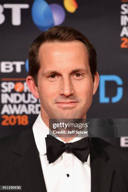 Sir Ben Ainslie arrives at the red carpet during the BT Sport Industry Awards 2018 at Battersea Evolution on April 26, 2018 in London, England. The...