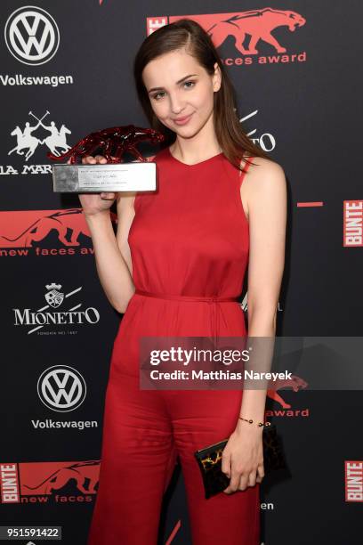 New Faces Award Winner Lisa Vicari poses at the New Faces Award Film at Spindler & Klatt on April 26, 2018 in Berlin, Germany.