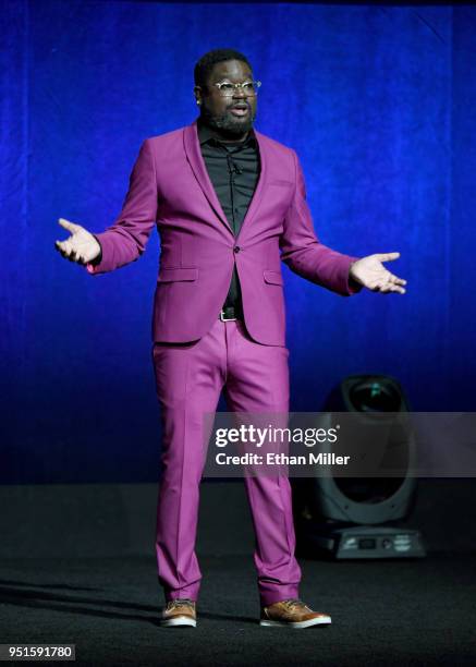 Actor Lil Rel Howery speaks onstage during CinemaCon 2018 Lionsgate Invites You to An Exclusive Presentation Highlighting Its 2018 Summer and Beyond...