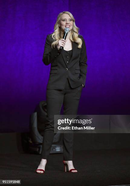 Actor Kate McKinnon speaks onstage during CinemaCon 2018 Lionsgate Invites You to An Exclusive Presentation Highlighting Its 2018 Summer and Beyond...