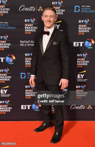 Nile Wilson arrives at the red carpet during the BT Sport Industry Awards 2018 at Battersea Evolution on April 26, 2018 in London, England. The BT...