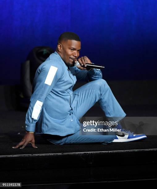 Actor Jamie Foxx speaks onstage during CinemaCon 2018 Lionsgate Invites You to An Exclusive Presentation Highlighting Its 2018 Summer and Beyond at...