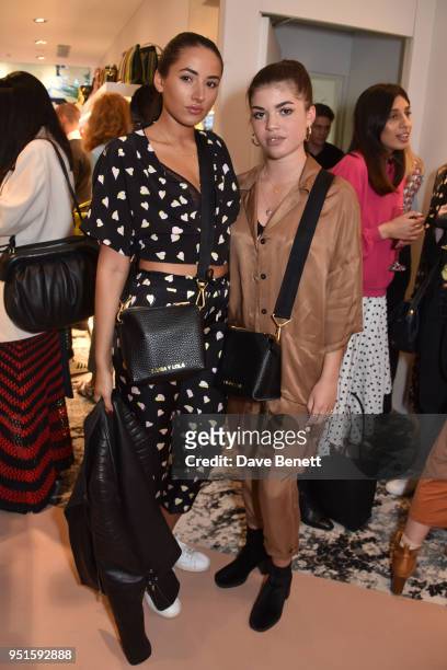 Cora Corre and Molly Moorish attend the launch of the Bimba Y Lola Love Hattie Stewart collaborative collection on April 26, 2018 in London, England.