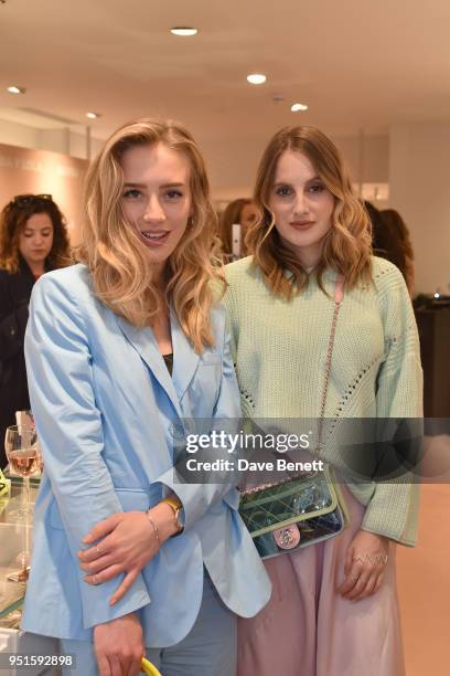 Sarah Mikaela and Rosie Fortescue attend the launch of the Bimba Y Lola Love Hattie Stewart collaborative collection on April 26, 2018 in London,...