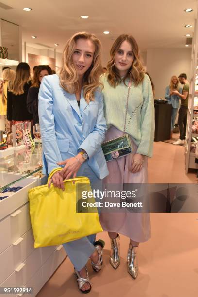 Sarah Mikaela and Rosie Fortescue attend the launch of the Bimba Y Lola Love Hattie Stewart collaborative collection on April 26, 2018 in London,...