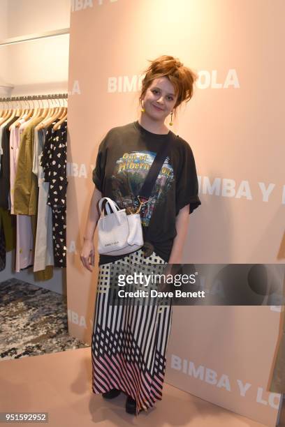 Hattie Stewart attends the launch of the Bimba Y Lola Love Hattie Stewart collaborative collection on April 26, 2018 in London, England.