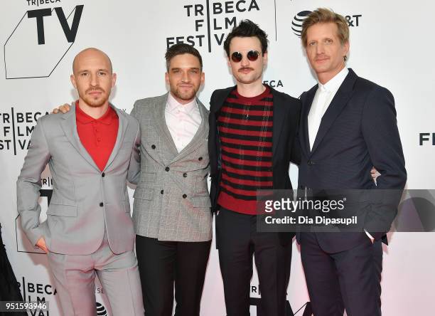 Daniyar, Evan Jonigkeit, Tom Sturridge and Paul Sparks attend the screeing of "Sweetbitter" during the 2018 Tribeca Film Festival at SVA Theatre on...