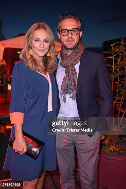 Caroline Beil and her boyfriend Philipp Sattler attend the BUNTE New Faces Award Film at Spindler & Klatt on April 26, 2018 in Berlin, Germany.