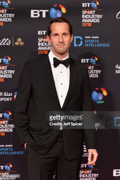 Sir Ben Ainslie arrives at the red carpet during the BT Sport Industry Awards 2018 at Battersea Evolution on April 26, 2018 in London, England. The...