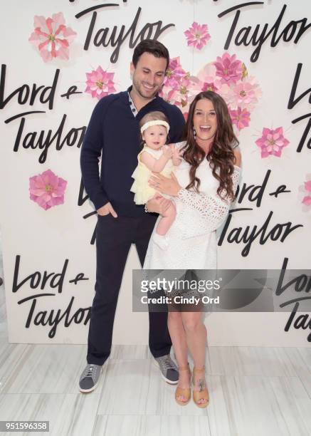 Tanner Tolbert, Jade Tolbert, and daughter Emerson Tolbert Celebrate Mother's Day At Lord & Taylor Fifth Avenue on April 26, 2018 in New York City.