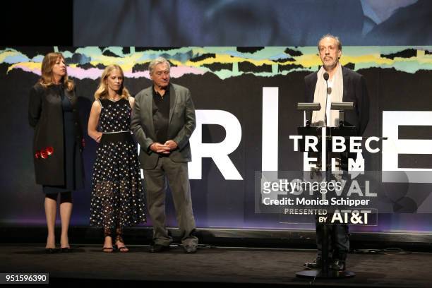 Kent Jones speaks onstage during the 2018 Tribeca Film Festival, presented by AT&T, Jury Awards hosted by Chloe Wine Collection at BMCC Tribeca PAC...
