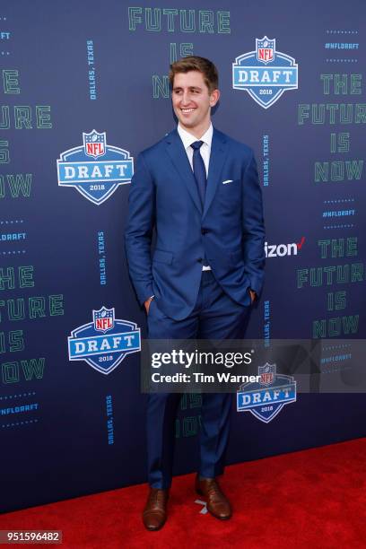 Josh Rosen of UCLA poses on the red carpet prior to the start of the 2018 NFL Draft at AT&T Stadium on April 26, 2018 in Arlington, Texas.