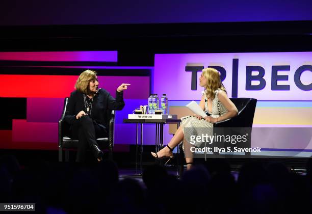 Lesli Linka Glatter and Claire Danes speak during Director's Series: Lesli Linka Glatter with Claire Danes during 2018 Tribeca Film Festival at...