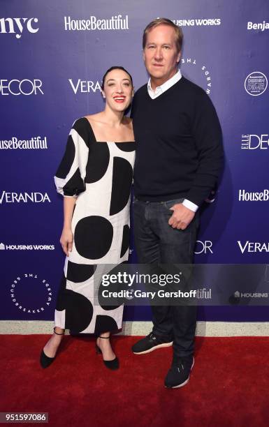 Actress Mia Moretti and Founding Chair James Huniford attend Housing Works' Design on a Dime at Metropolitan Pavilion on April 26, 2018 in New York...